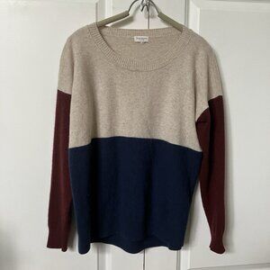 Club Monaco Cashmere Sweater Womens L Colourblock Knit Preppy Neutral Minimalist